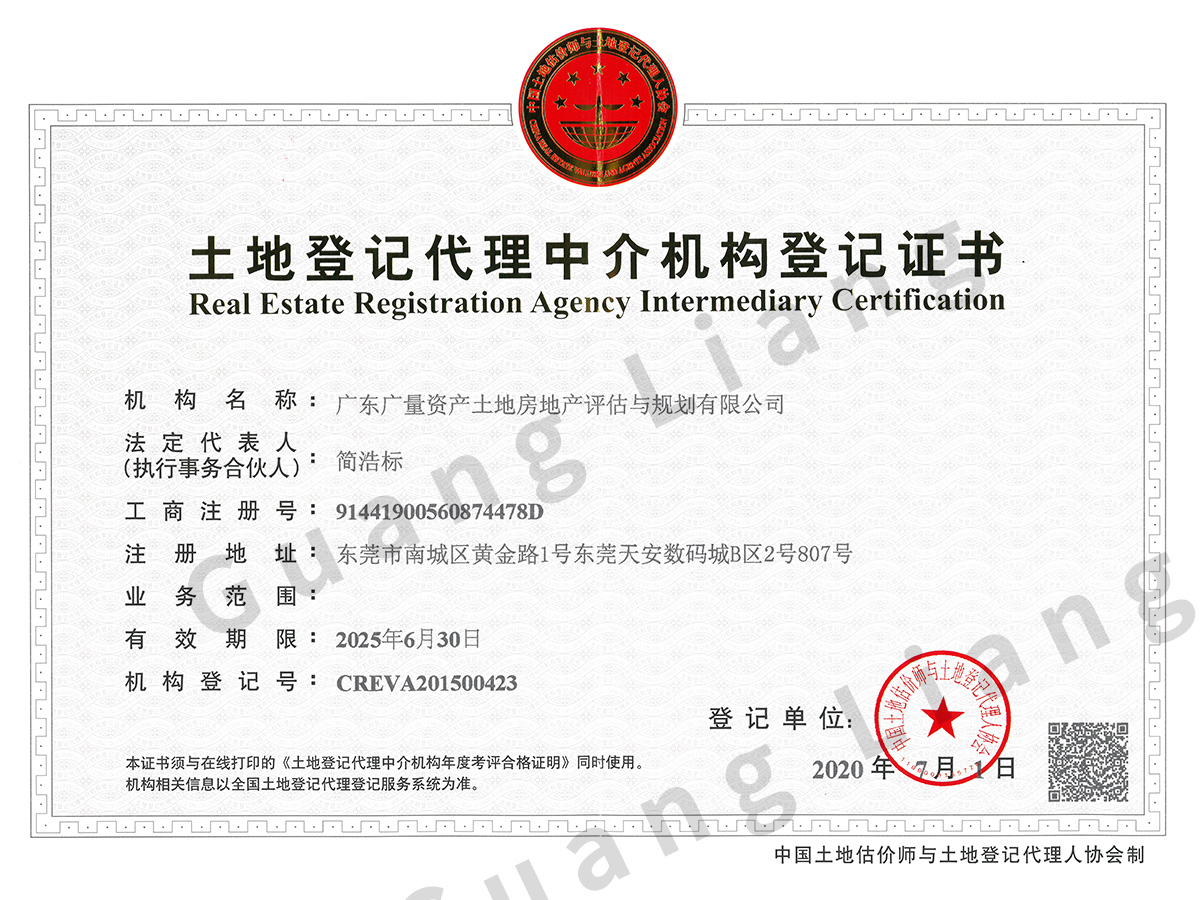 全领土地挂号署理资质